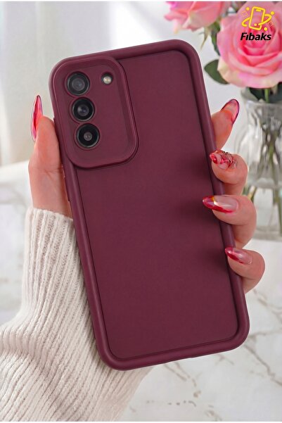Fibaks Galaxy S21 FE Kılıf Kamera Korumalı Yumuşak Dokulu Darbe Emici Bordo S...