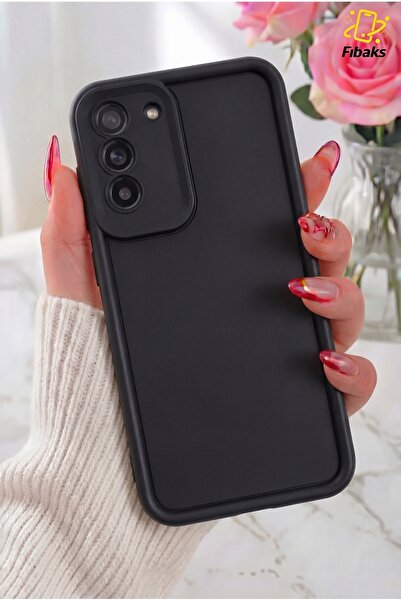 Fibaks Galaxy S21 FE Kılıf Kamera Korumalı Yumuşak Dokulu Darbe Emici Siyah S...