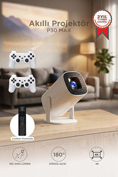 Torima Projeksiyon Cihazı Taşınabilir Retro Video Konsolu Android Akıllı Proj...