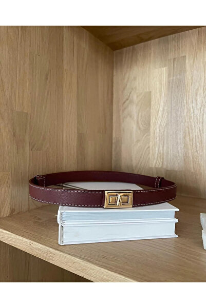 Tina Пояс із золотою пряжкою бордового кольору 25 см