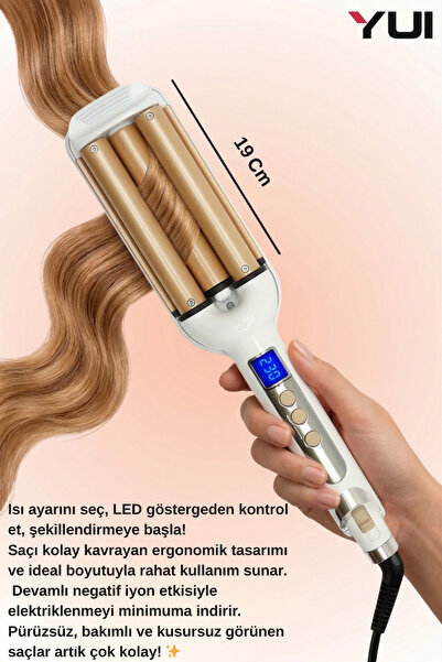 Yui DHS-1868 Led Göstergeli Seramik Su Dalgası(WAG) Saç Maşası