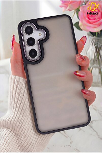 Fibaks Galaxy S24 Kılıf Metal Çerçeve Hassas Butonlu Renkli Buzlu Şeffaf Tran...
