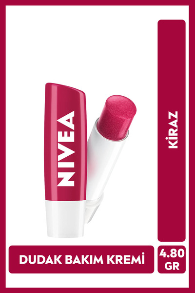 NIVEA Kiraz Dudak Bakım Kremi 4.8gr, Nemlendirici, Hafif Kırmızı Işıltı, Duda...
