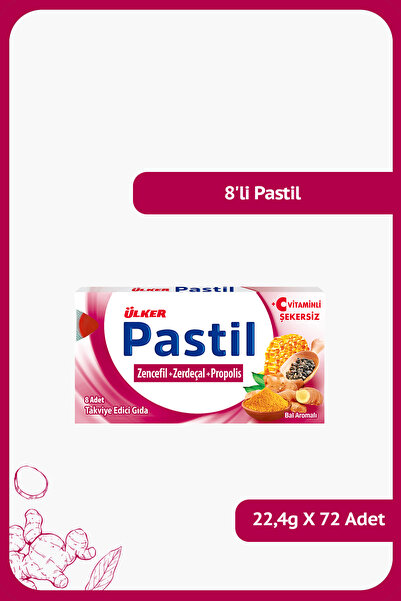 Ülker PASTİL 8'li - Zencefil-Zerdeçal-Propolis- 22.4 gram - 72 Adet
