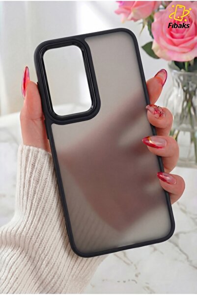 Fibaks Galaxy S23 FE Kılıf Metal Çerçeve Hassas Butonlu Renkli Buzlu Şeffaf T...