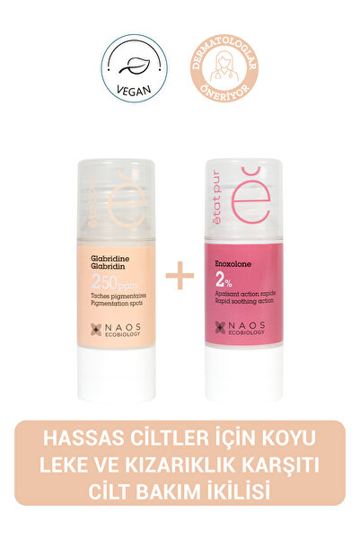 Leke & Kızarıklık Karşıtı İkili Hassas ciltler için Glabridine ve Enoksolon Serum Seti
