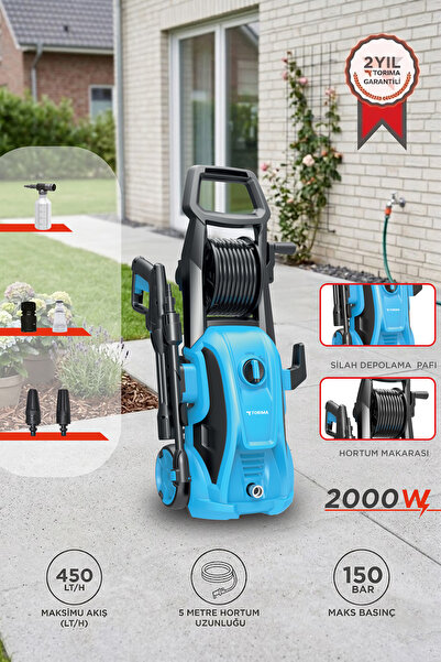Torima Oto Halı Bahçe Temizleme ve Yıkama Makinesi 2000W 150 Bar Yüksek Basın...