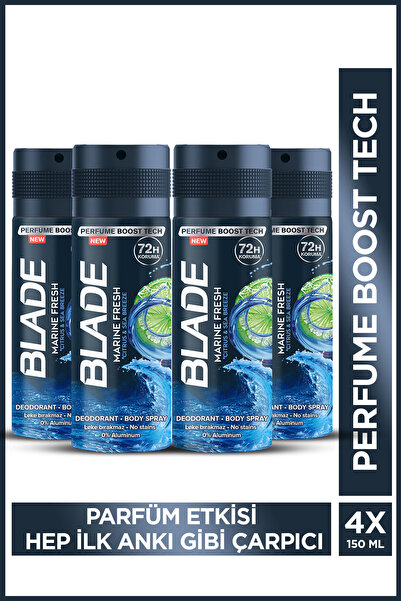Blade Marine Fresh Erkek Alüminyumsuz Deodorant Body Spray 4x150 Ml Hızlı Kur...