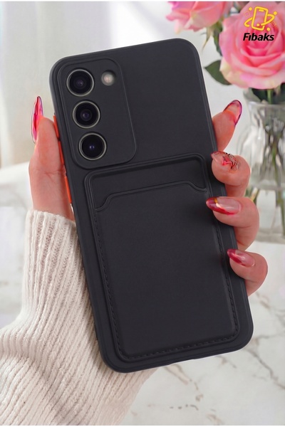 Fibaks Galaxy S23 Kılıf Kamera Korumalı Arkası Kartlıklı Cüzdanlı Kırmızı Tuş...