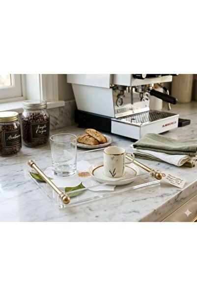 SETANO HOME Pleksi Kahve Sunum Boru Kulp Mat Gold