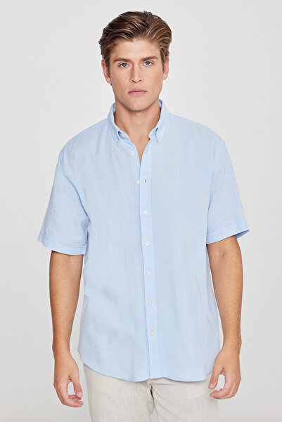 AC&Co / Altınyıldız Classics Ανδρικό πουκάμισο με γαλάζιο λινό εμφάνιση 100% ...