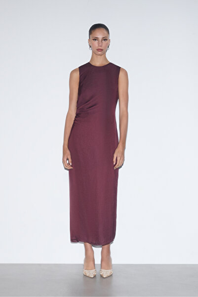 LEFTIES Γυναικείο φόρεμα μίντι Με υφή