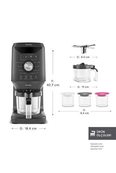 Karaca Scoopi 10 in 1 Dondurma Makinesi Matte Black