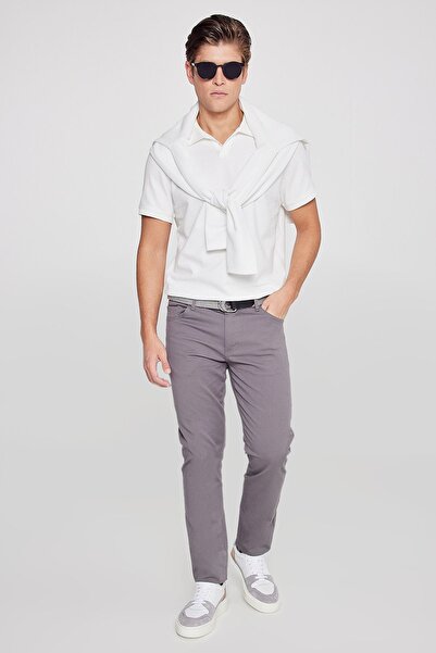 AC&Co / Altınyıldız Classics Pánské antracitové kalhoty Slim Fit, které nezan...