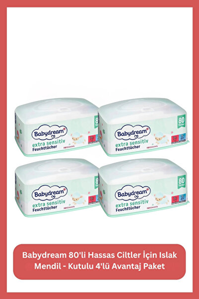 BABYDREAM 80'li Hassas Ciltler Için Islak Mendil - Kutulu X4 Adet