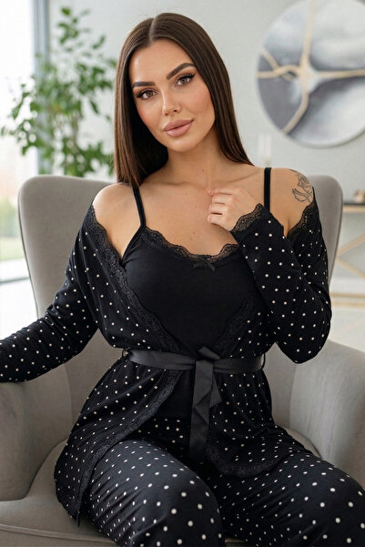 Pijamaevi Γυναικείες πιτζάμες και γυναικεία ρόμπα με μοτίβο μπαμπού Mini Point