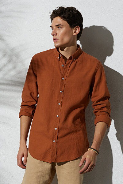 Tudors Ανδρικό πουκάμισο με μακρυμάνικο 100% βαμβακερό λινό υφή με κουμπιά με...