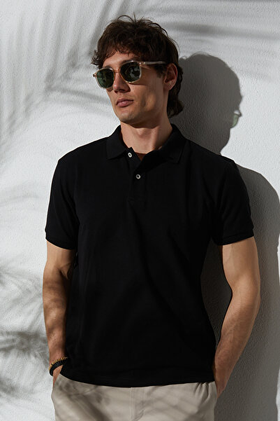 Tudors Ανδρικό μπλουζάκι με κλασική εφαρμογή 100% βαμβακερό μονόχρωμο μαύρο π...