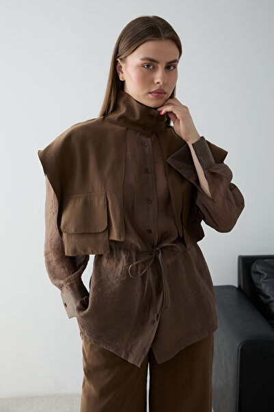 Συλλογή Trendyol Βιζόν Μοντάλ Με λεπτομέρεια τσέπης Λεπτό Μπουφάν TWOSS26CE00044