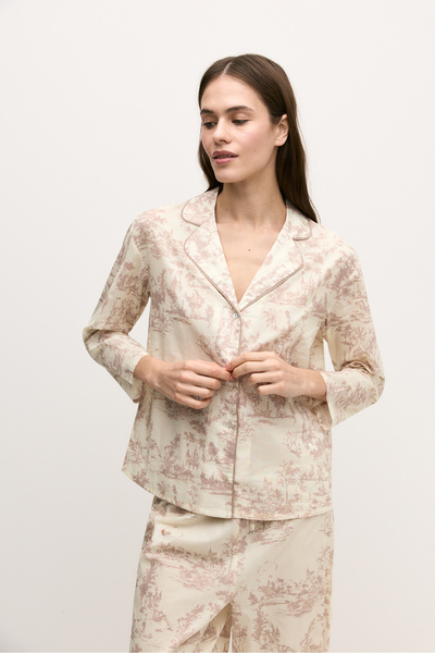 LEFTIES Γυναικεία φλοράλ πυτζάμα σε στυλ πουκαμίσου