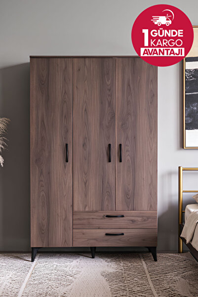 Kilim Mobilya Robin 3 Kapaklı 2 Çekmeceli Yüksek Ayaklı Dolap