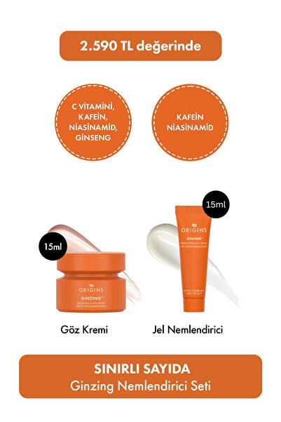 Origins Ginzing Original Göz Çevresi Kremi ve Jel Nemlendirici Seti