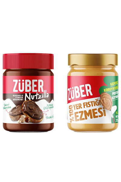 Züber Nutzilla Kakaolu Fındık Kreması 315g + %100 Yer Fıstığı Ezmesi 315g