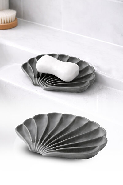 omilife Αντιολισθητική θήκη σαπουνιού σε σχήμα στρείδι σε γκρι χρώμα Θήκη απο...