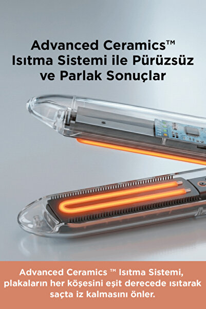 BABYLİSS Steam Smooth 39mm 230°C 5 Isı Ayarı Turmalin Seramik İyon Etkili Buharlı Saç Düzleştirici ST493E
