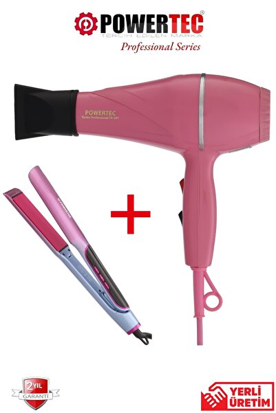 POWERTEC Tr-501 Professional Pink Color Blow Dryer + Tr-2830 Ion Feature Hair...
