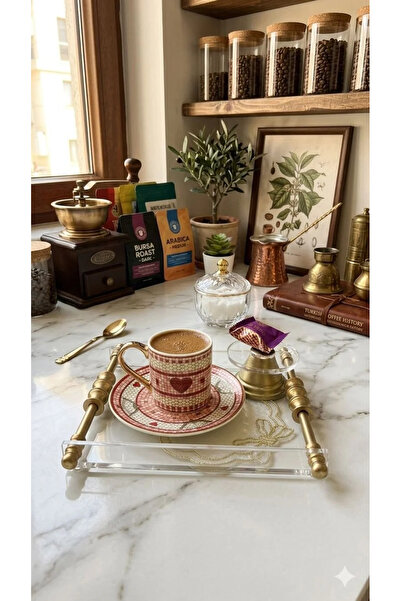 SETANO HOME Halka Detay Kahve Sunum Pleksi Tepsi Matgold