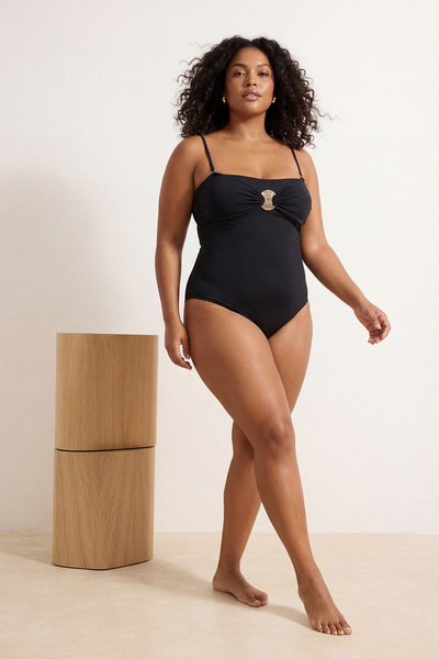 Trendyol Curve Schwarzgoldener, abnehmbarer, schmal geschnürter Badeanzug mit...