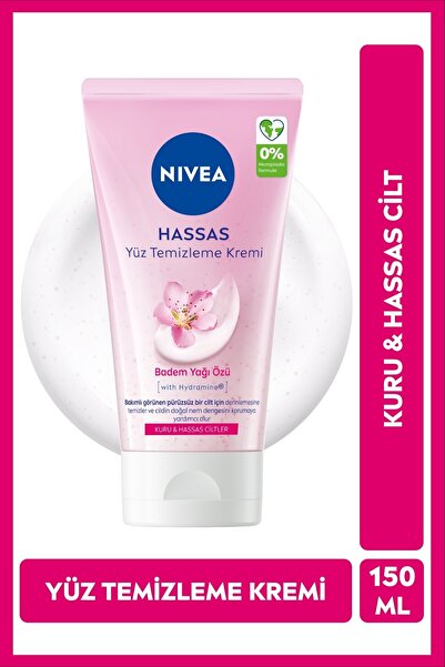 NIVEA Hassas Yüz Temizleme Kremi 150ml, Nemlendirici, Pürüzsüzleştirici, Bade...