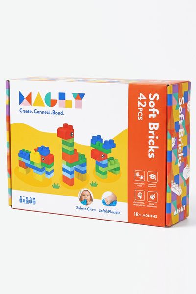 Magly Soft Bricks Yumuşak Yapı Blokları - Çocuklar İçin Renkli Esnek 42 Parça...