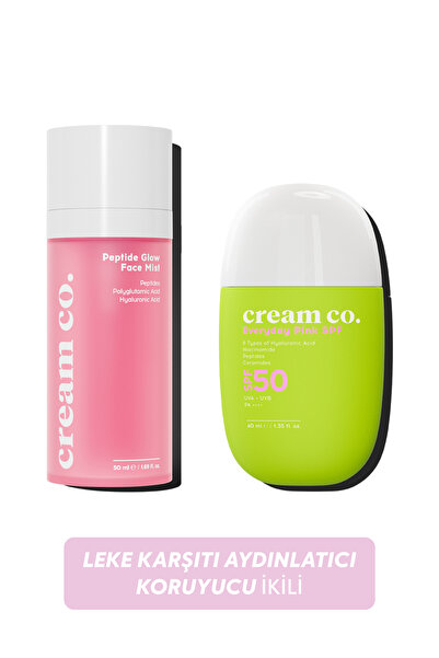 Cream Co. Yüz Spreyi Güneş Koruyucu İkili | Nemlendirici Aydınlatıcı Cilt Ton...
