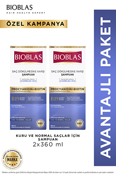 Bioblas Procyanidin & Biotin Anti Stres Şampuanı 2 x 360 ml - Dökülme Karşıtı