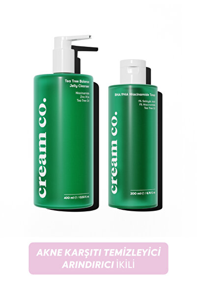 Cream Co. Akne & Leke Karşıtı Yağ Dengeleyici Temizleyici Arındıcı İkili (Nia...