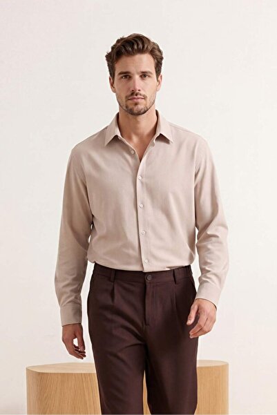 Trendyol Kollektion Modal Stone Sommerhemd mit normaler Passform TMNSS26GO00040