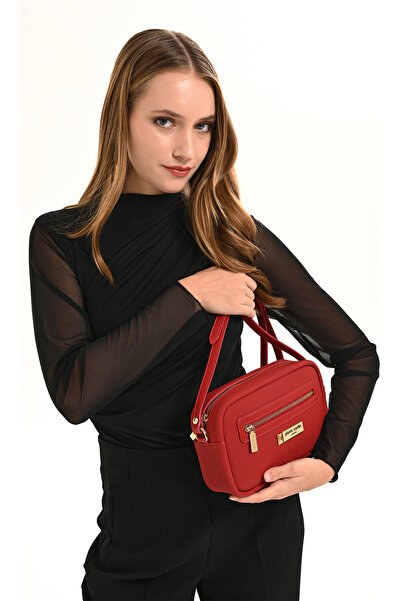 Pierre Cardin Κόκκινη γυναικεία τσάντα χιαστί ώμου 05PO26Y3537