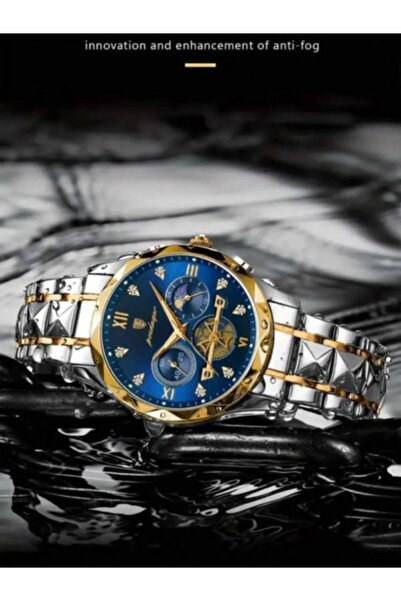 OLEVS Orijinal Paslanmaz Çelik Erkek Lüx 1. Sınıf Kol Saati podegar çarklı model