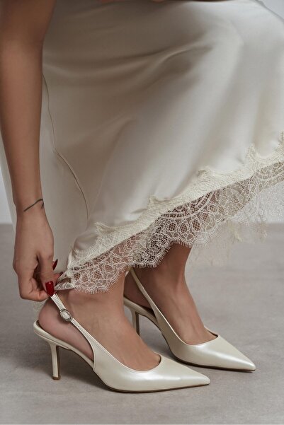 NİŞANTAŞI SHOES Γυναικεία παπούτσια με τακούνι Mendy Sedef Matte Belt Detail ...