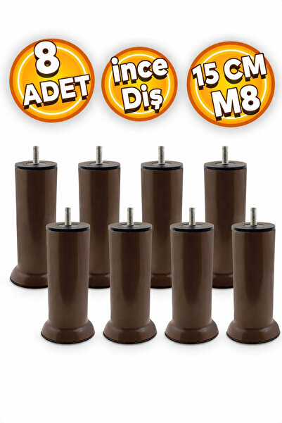 Badem10 Mobilya Kanepe Baza Koltuk Çekyat Yükseltme Ayağı Ince Diş M8 Kahve M...