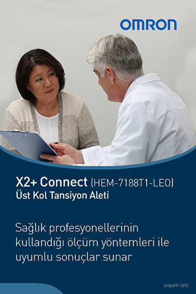 Omron X2+ Connect Üst Koldan Ölçer Dijital Tansiyon Aleti- Mavi Taşıma Çantası Hediyeli