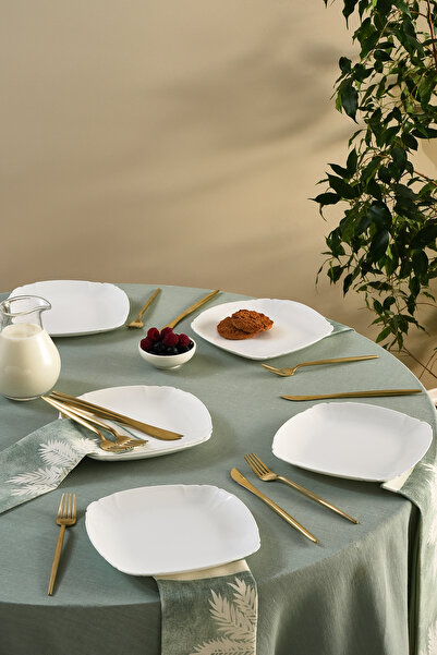 Karaca Tonny 6 Parça Opal Cam Pasta Takımı Beyaz 19 cm