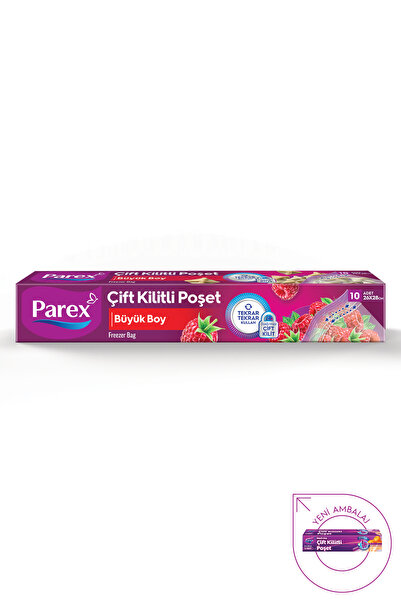 Parex 10'lu Çift Kilitli Buzdolabı Poşeti Büyük Boy 26 x 28 cm