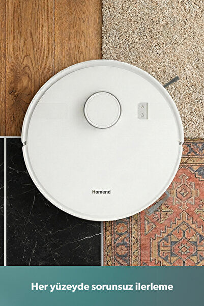 HOMEND Alex Laser 1291h Moplu Ve Haritalamalı Akıllı 5 Kpa Robot Süpürge Beyaz