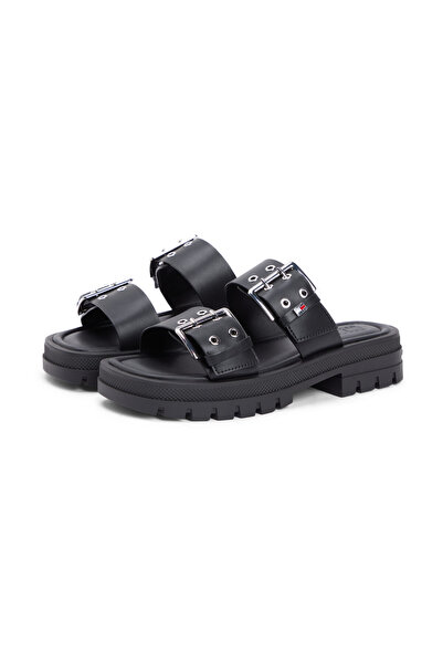 Tommy Hilfiger Γυναικείες μαύρες παντόφλες με λογότυπο μάρκας, κομψή εμφάνιση...