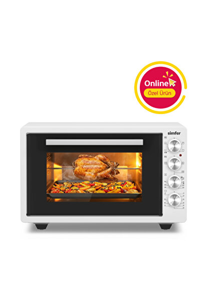 Simfer 4262 Beyaz 42 LT Turbo Fan Piliç Peçirme Mini/Midi Fırın - 6 Fonksiyon...