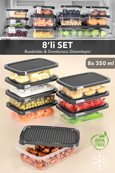 Meleni Home Δοχείο φαγητού 8 τεμαχίων για ψυγείο, κατάλληλο για φούρνο μικροκ...