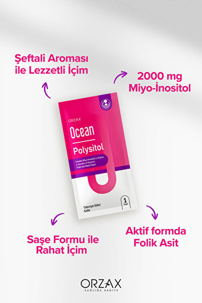 Ocean Polysitol - İnositol, Folik Asit (Metil Folat), E Vitamini, L-Karnitin, L-Arjinin 30 Saşe